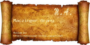 Maczinger Arany névjegykártya